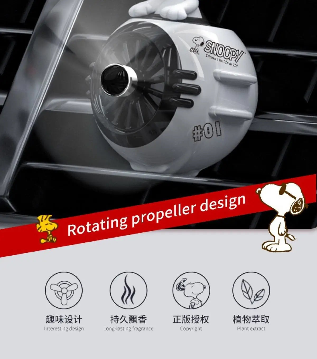 Official Peanuts Snoopy Car Decor Perfume Diffuser 3 Scents Choices Vent Mounted Auto Accessory