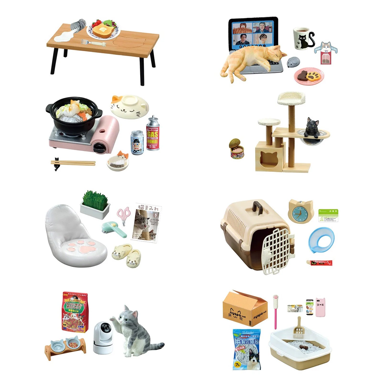 REMENT Life with Cat Scene Miniature Kitten Model Blind Box Toy Kawaii Figurine Mini Doll Desk Ornament Kids Birthday Gifts