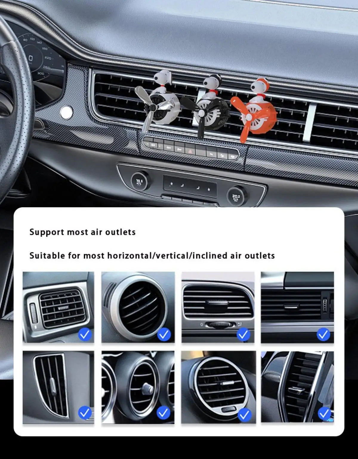 Official Peanuts Snoopy Car Decor Perfume Diffuser 3 Scents Choices Vent Mounted Auto Accessory